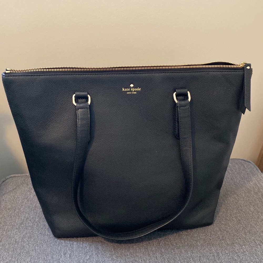 Kate Spade Black Pebble Leather Larchmont Avenue Penny Tote